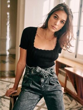 Sezane Washed Black Austin Jeans / Trousers Size 46